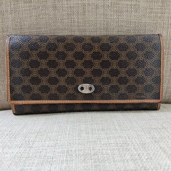 CELINE Paris Card Holder Wallet Macadam Long Clutch Purse Bag Made in Italy auth - Picture 1 of 15